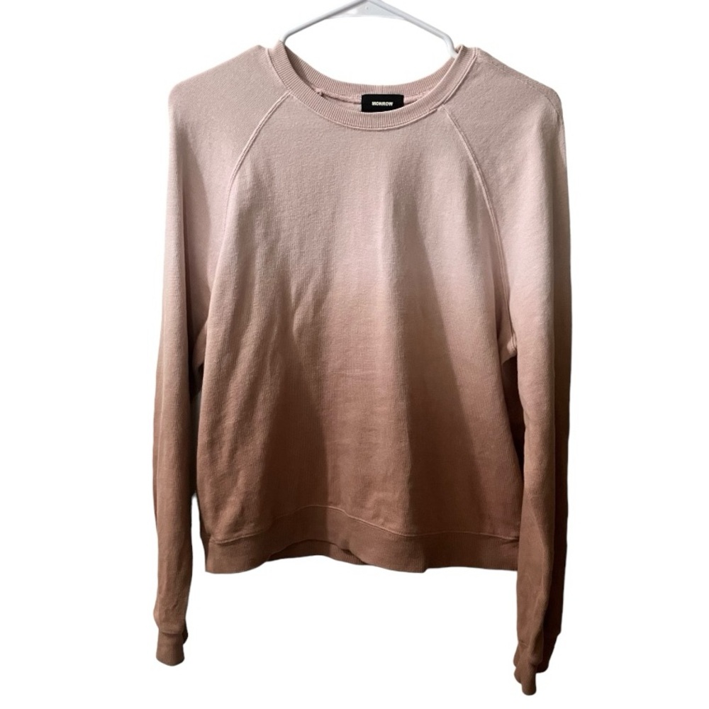 Monrow Ombré Dye Crewneck Sweatshirt Relaxed Fit Faded Wash Raglan Boho Size XS